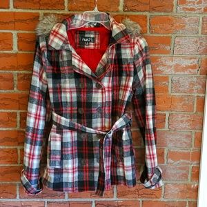 Red plaid coat